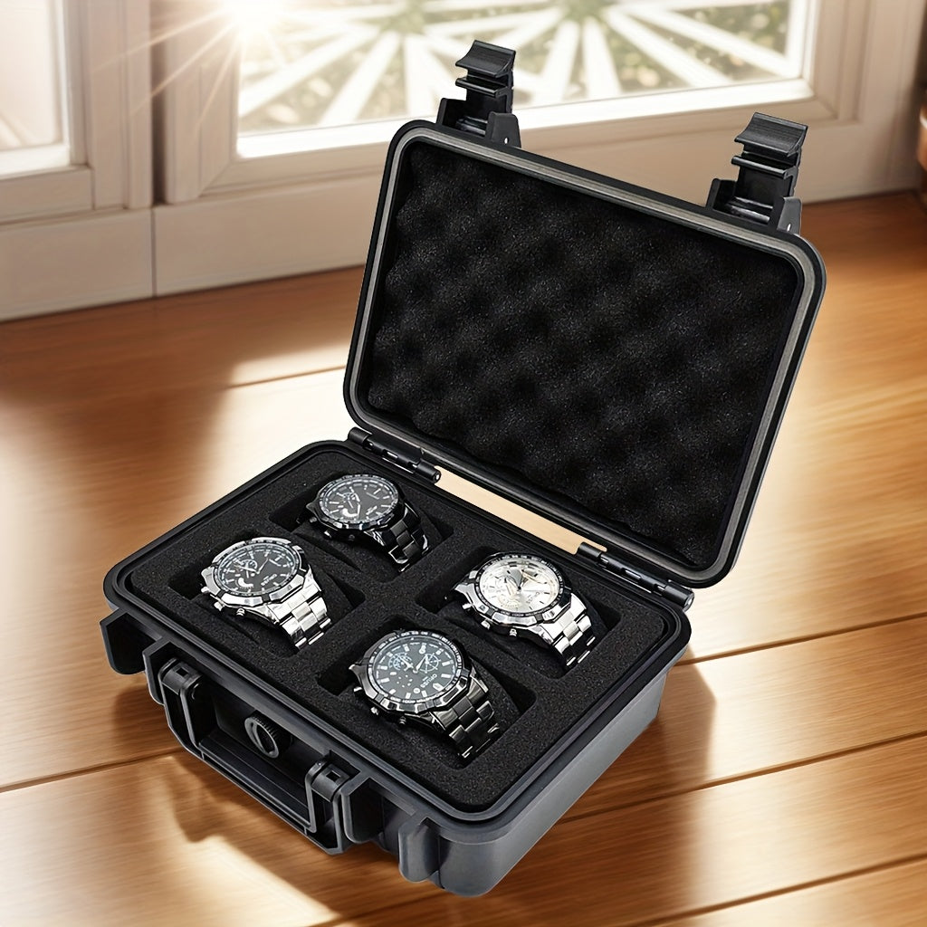 1pc Watch And Jewelry Storage Box, Portable Case, Made of High-Quality PP/ABS Material, Protective Case, Waterproof And Dustproof, Pressure-Resistant And Drop-Resistant, Designed with 4/12/20 Slots, Essential for Organizing Watches And Jewelry, Suitable