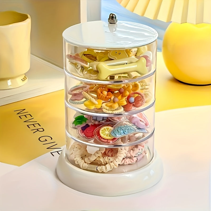 New 3-Tier Rotating Storage Box - Multi-Layer Plastic Hair Accessory and Jewelry Organizer, Anti-Oxidation, No Power Needed, All-Season Use, Perfect Gift for 17 Festivals