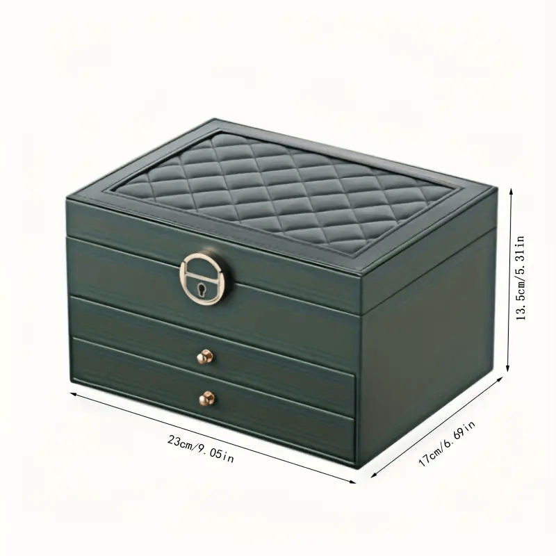 Women's Elegant Multi-Drawer Jewelry Box with Locking Mechanism & Soft Fabric-Like Lining - Multi-Compartment Organizer for Necklaces, Rings, Earrings, Bracelets - Durable Construction, Multi-Color Options, Decorative Storage Case for Home & Office -