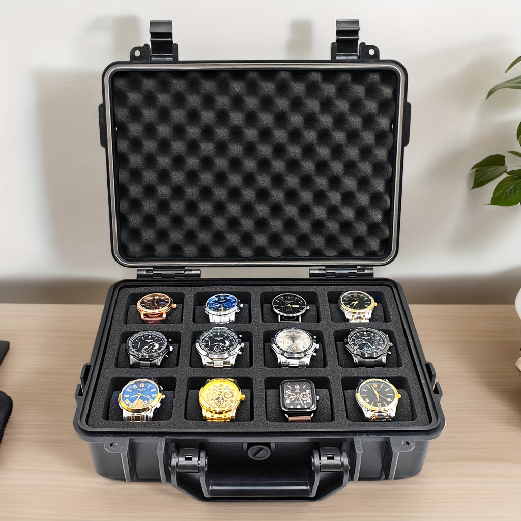 1pc Premium Watch Jewelry Storage Box, Protective Case, Portable ABS/PP Material Watch And Jewelry Storage Box, Suitcase, Pressure-Resistant And Drop-Proof, Waterproof And Dustproof. Large Capacity with Designs for Up to 12/20/30 Slots. Available in Blue,