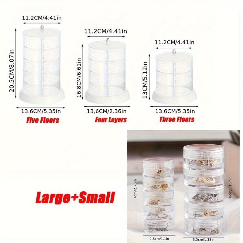 3-Tier Rotating Jewelry Organizer - Transparent Plastic Storage Box for Hair Accessories, Rings & Bracelets, Multi-Compartment Design with Lid, Ideal for Dressing Table, Jewelry Organizers, Jewelry Chests