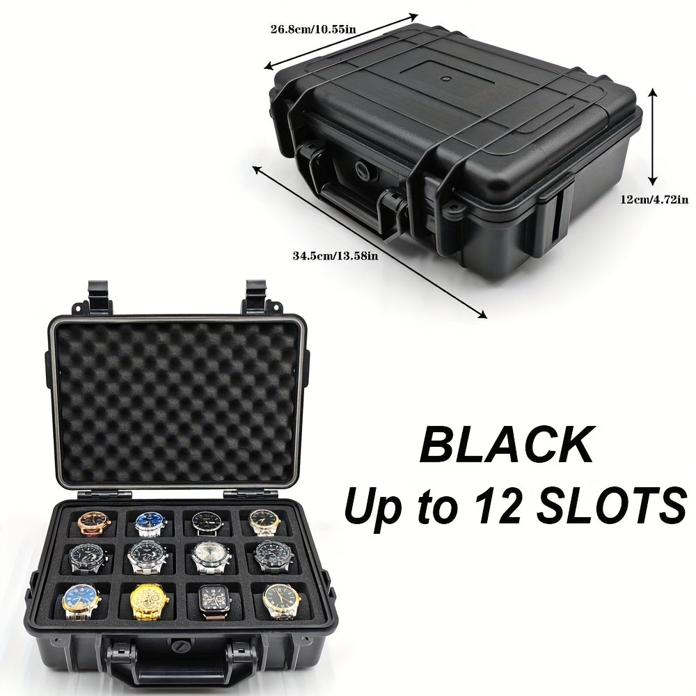 1pc Watch And Jewelry Storage Box, Portable Case, Made of High-Quality PP/ABS Material, Protective Case, Waterproof And Dustproof, Pressure-Resistant And Drop-Resistant, Designed with 4/12/20 Slots, Essential for Organizing Watches And Jewelry, Suitable