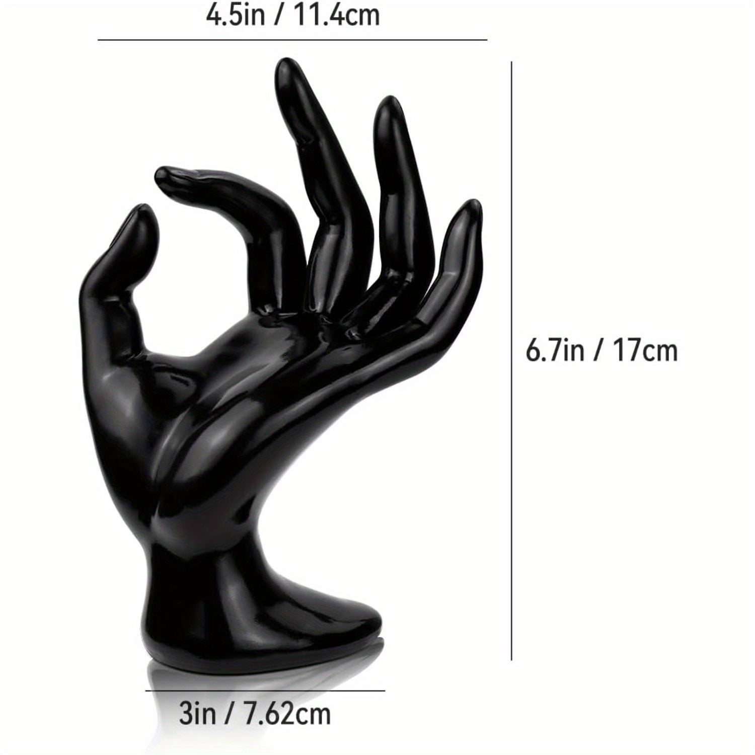 3-Pack Clear, White, Black Jewelry Display Stands - Sturdy Base Mannequin Hand Organizer with - for Home, Salon, Boutique - No Assembly Needed Jewelry Rack for Rings, Bracelets, Watches, Earrings - Space-Saving Countertop or Shelf Storage, Jewelry