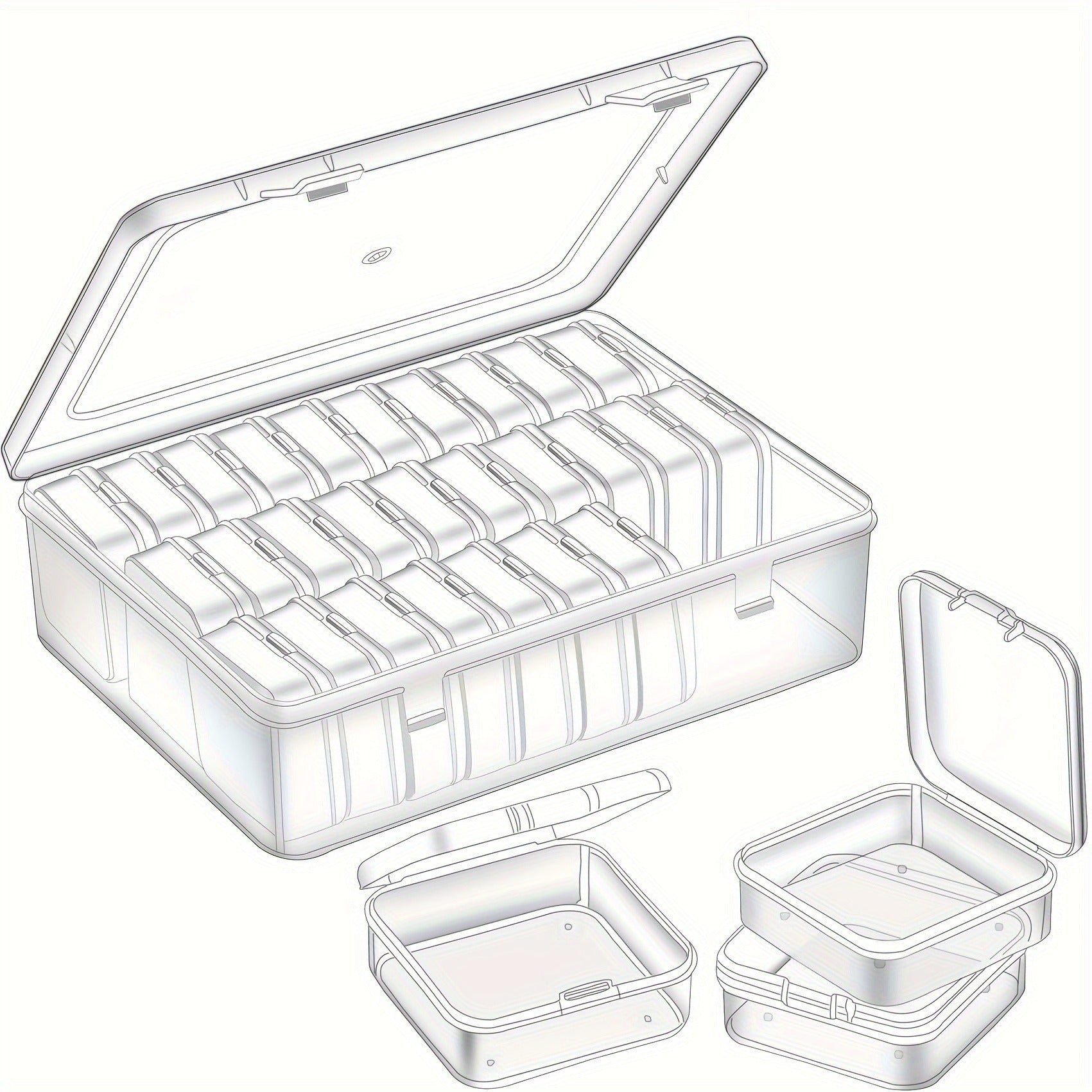 14/ 30Grids Multi-Compartment Transparent Plastic Storage Box Set - Durable Craft Organizer with Snap Closure & Removable Trays; Ideal for Beads, Jewelry, Hair Accessories, Hardware & Small Parts; Portable Craft & Hobby Box Gift for Crafters & DIY