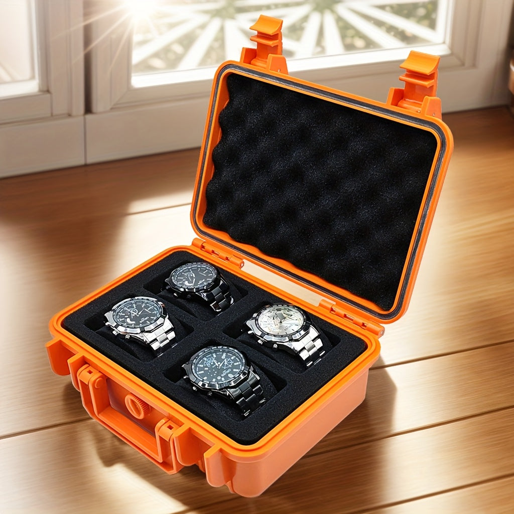 1pc Watch And Jewelry Storage Box, Portable Case, Made of High-Quality PP/ABS Material, Protective Case, Waterproof And Dustproof, Pressure-Resistant And Drop-Resistant, Designed with 4/12/20 Slots, Essential for Organizing Watches And Jewelry, Suitable