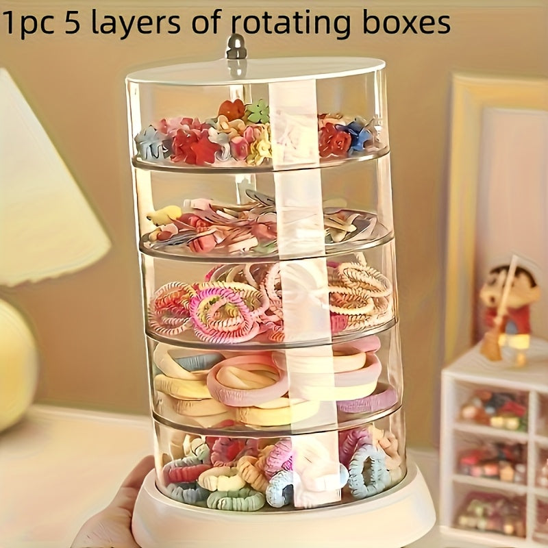 New 3-Tier Rotating Storage Box - Multi-Layer Plastic Hair Accessory and Jewelry Organizer, Anti-Oxidation, No Power Needed, All-Season Use, Perfect Gift for 17 Festivals