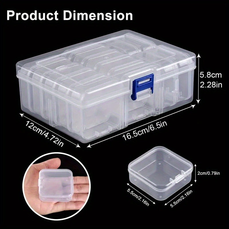 14/ 30Grids Multi-Compartment Transparent Plastic Storage Box Set - Durable Craft Organizer with Snap Closure & Removable Trays; Ideal for Beads, Jewelry, Hair Accessories, Hardware & Small Parts; Portable Craft & Hobby Box Gift for Crafters & DIY