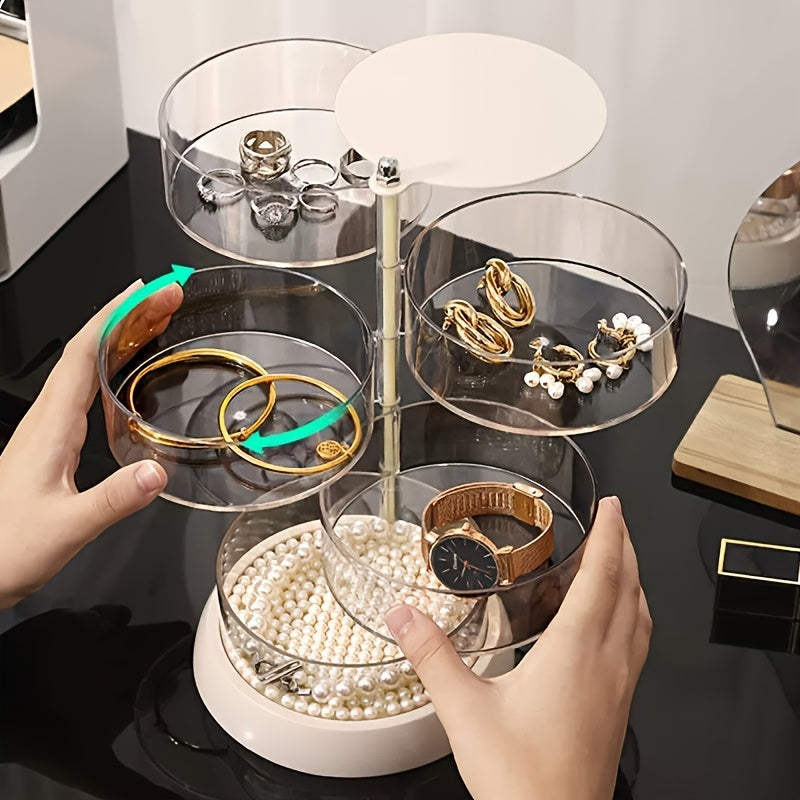 New 3-Tier Rotating Storage Box - Multi-Layer Plastic Hair Accessory and Jewelry Organizer, Anti-Oxidation, No Power Needed, All-Season Use, Perfect Gift for 17 Festivals