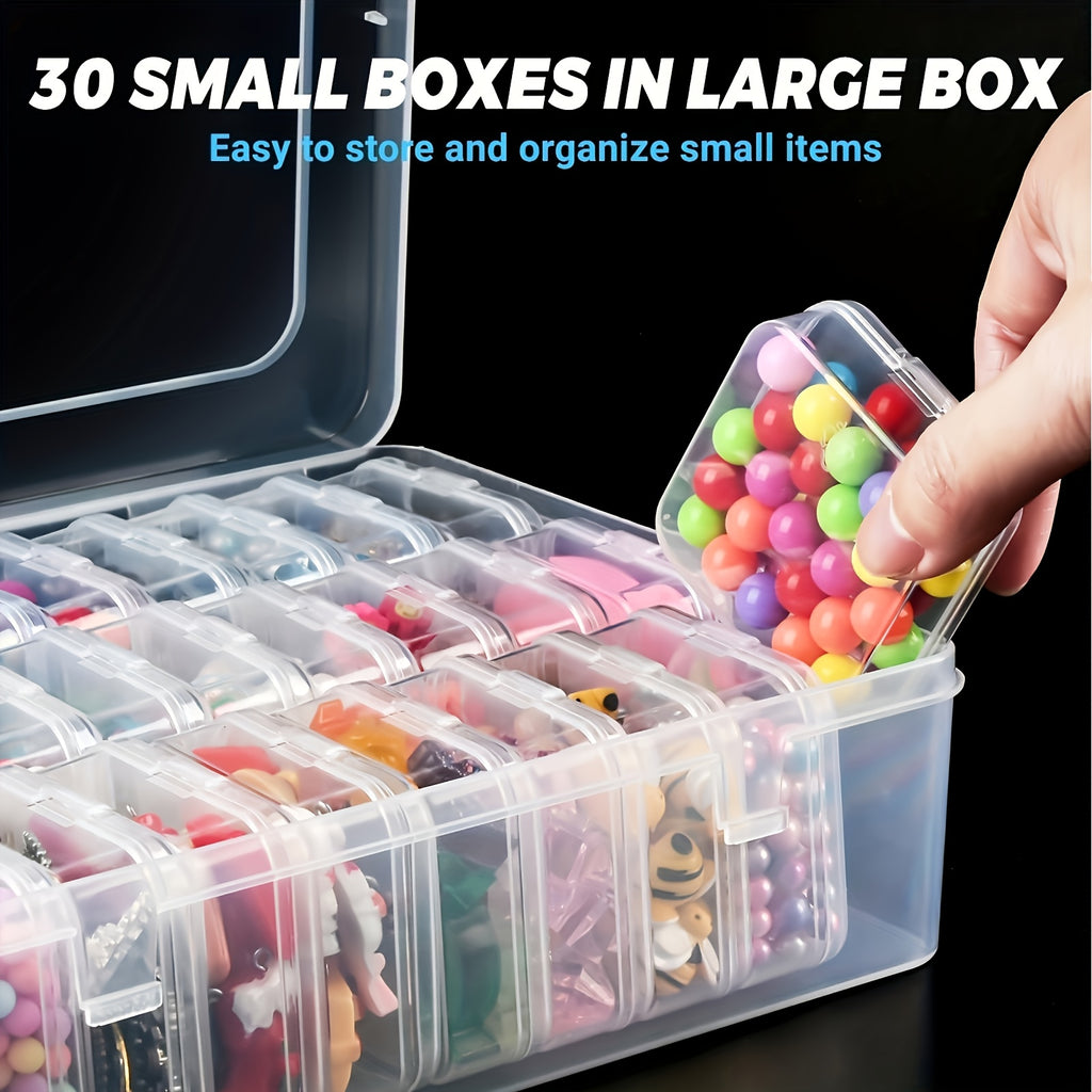 30pcs Plastic Bead Storage Box Set, Transparent Organizer for Jewelry, Crafts, and Small Items, Portable Travel Case, with DIY Beading and Jewelry Making Supplies