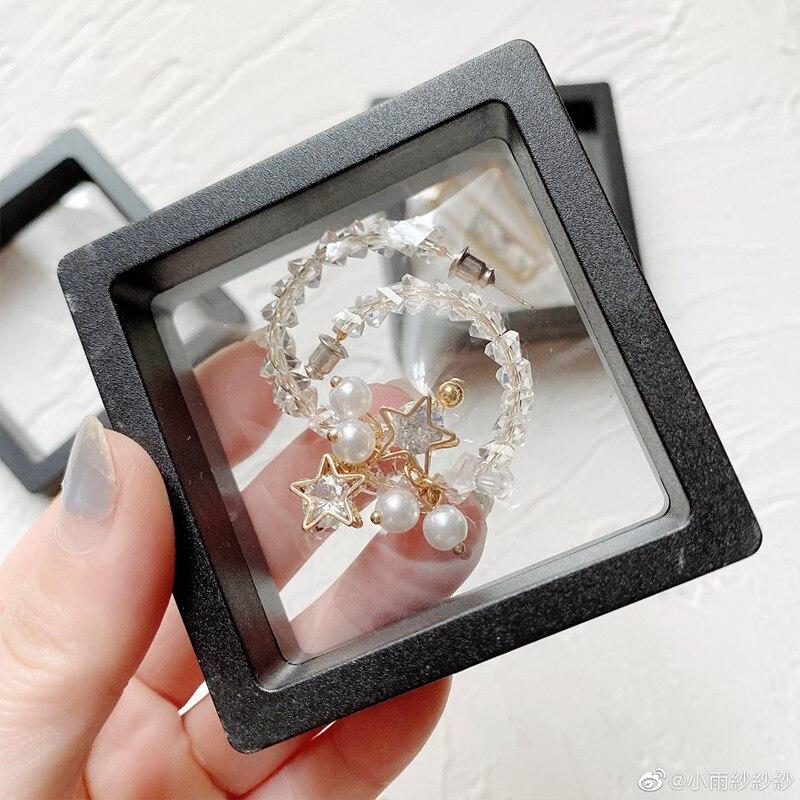 20pcs 3D Floating Display Boxes - Dustproof Jewelry Organizers with Elastic Film, Transparent Hanging Storage for Necklaces, Bracelets, Rings, Coins, Earrings & Pins - Clear Plastic Gift Boxes for Retail & Home Use, Jewelry Organizer Storage, Jewelry