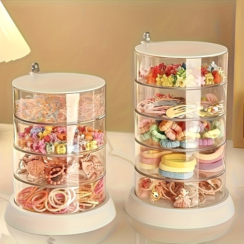 New 3-Tier Rotating Storage Box - Multi-Layer Plastic Hair Accessory and Jewelry Organizer, Anti-Oxidation, No Power Needed, All-Season Use, Perfect Gift for 17 Festivals