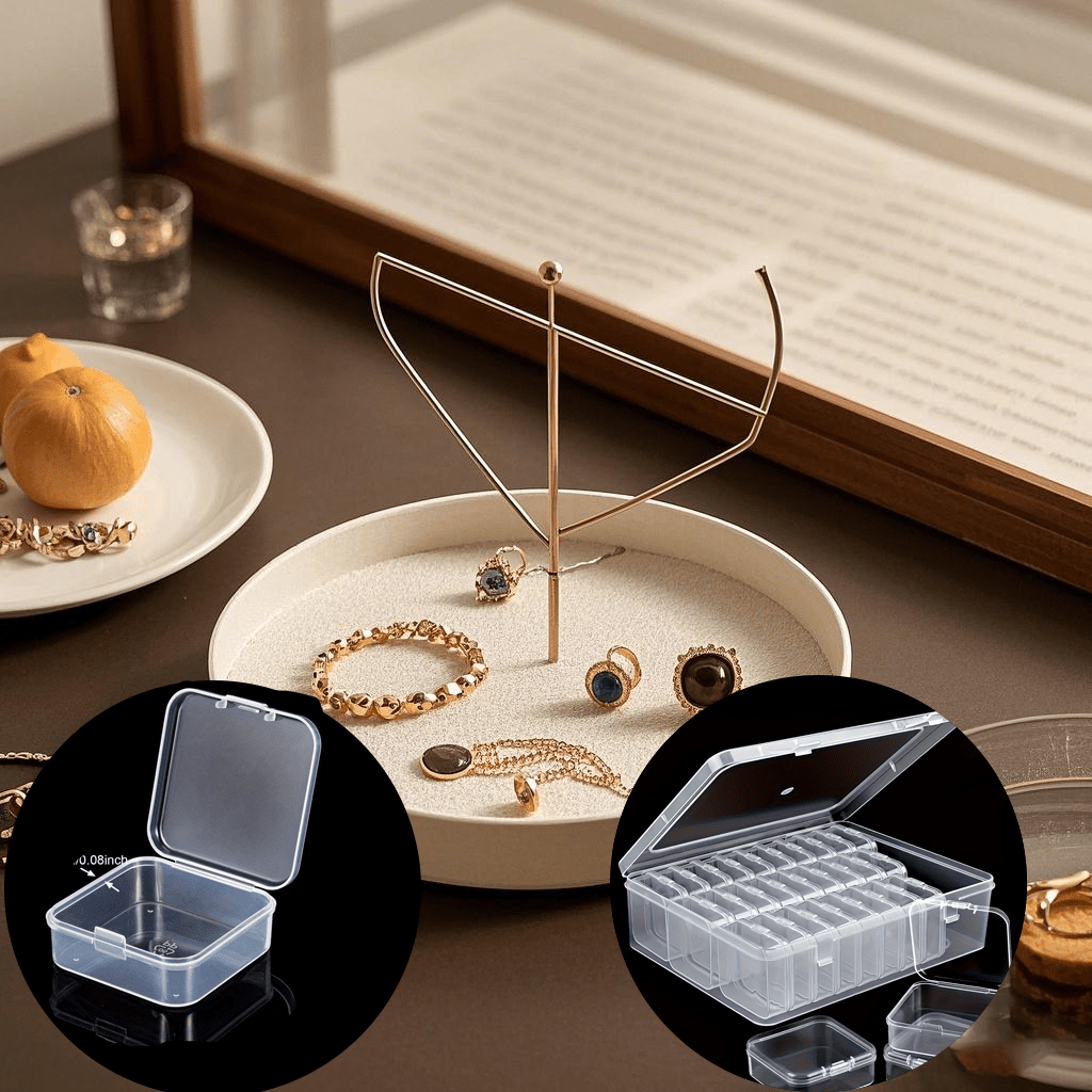 Adjustable Transparent Plastic Storage Box, Small Container, Durable, Multi-Functional, Glam Style, Rectangle Shape, Lockable, with Buckle Closure, Made of Plastic, for Beads, Jewelry, Handicrafts, Jewelry Boxes