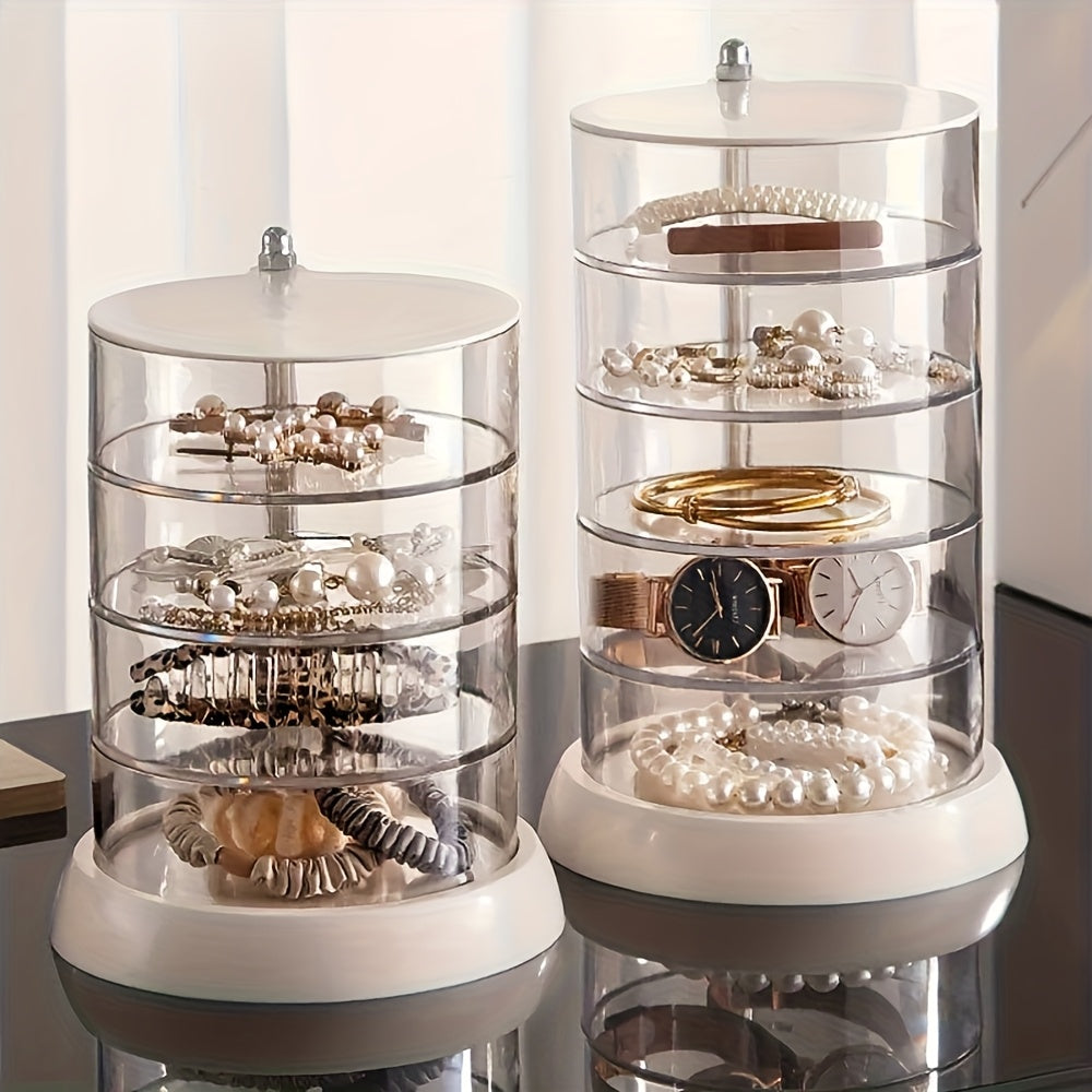 New 3-Tier Rotating Storage Box - Multi-Layer Plastic Hair Accessory and Jewelry Organizer, Anti-Oxidation, No Power Needed, All-Season Use, Perfect Gift for 17 Festivals