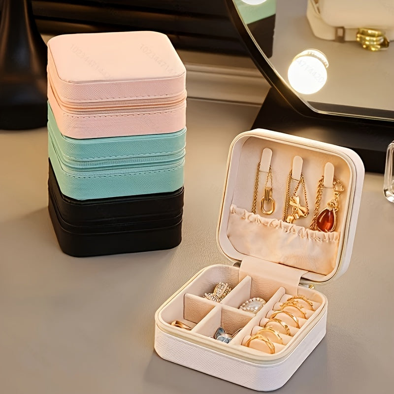 Jewelry Storage Box - Suitable for Storing Necklaces, Earrings and Rings. Practical Valentine's Day Gift, Earring Holder, Necklace Organizer, Decorative Case, Stylish Organizer, Faux, Durable Construction, Compact Organizer, Fashion Enthusiasts, Women's