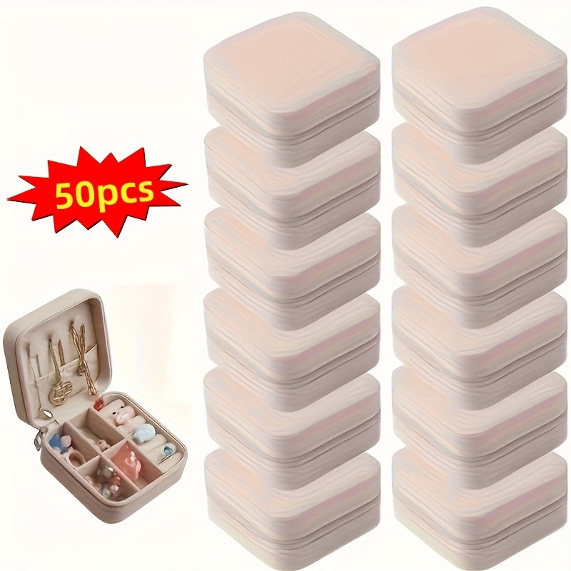 50pcs Pink and Green Combination Small Jewelry Box, Faux Leather Trinket Storage Case, Portable Earring Organizer, Perfect for Travel and Everyday Use with Bridesmaid Proposal Gift Set, Ideal for Valentine'S Day and New Year Gifts. Home Jewelry Storage