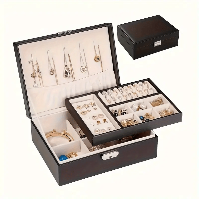 Women's Elegant Multi-Drawer Jewelry Box with Locking Mechanism & Soft Fabric-Like Lining - Multi-Compartment Organizer for Necklaces, Rings, Earrings, Bracelets - Durable Construction, Multi-Color Options, Decorative Storage Case for Home & Office -