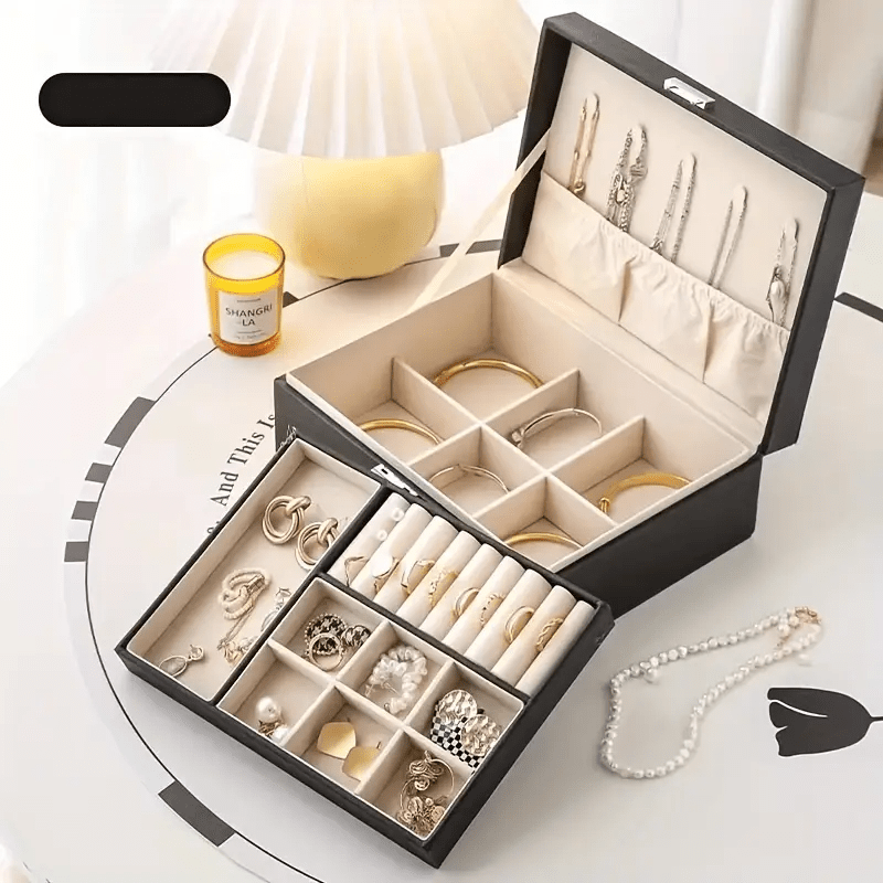 Women's Elegant Multi-Drawer Jewelry Box with Locking Mechanism & Soft Fabric-Like Lining - Multi-Compartment Organizer for Necklaces, Rings, Earrings, Bracelets - Durable Construction, Multi-Color Options, Decorative Storage Case for Home & Office -