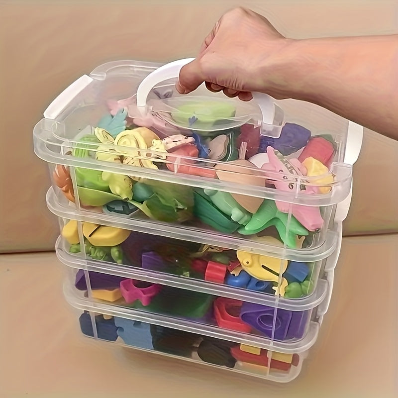 4-Tier Transparent Storage Box Set - Stackable, Organizer with Green Handles, Ideal for Jewelry, Hair Accessories & More, Accessory Organization | Sleek Storage Box | Plastic Construction, Jewelry Organizer