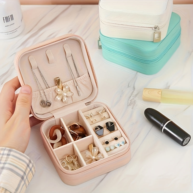 Jewelry Storage Box - Suitable for Storing Necklaces, Earrings and Rings. Practical Valentine's Day Gift, Earring Holder, Necklace Organizer, Decorative Case, Stylish Organizer, Faux, Durable Construction, Compact Organizer, Fashion Enthusiasts, Women's