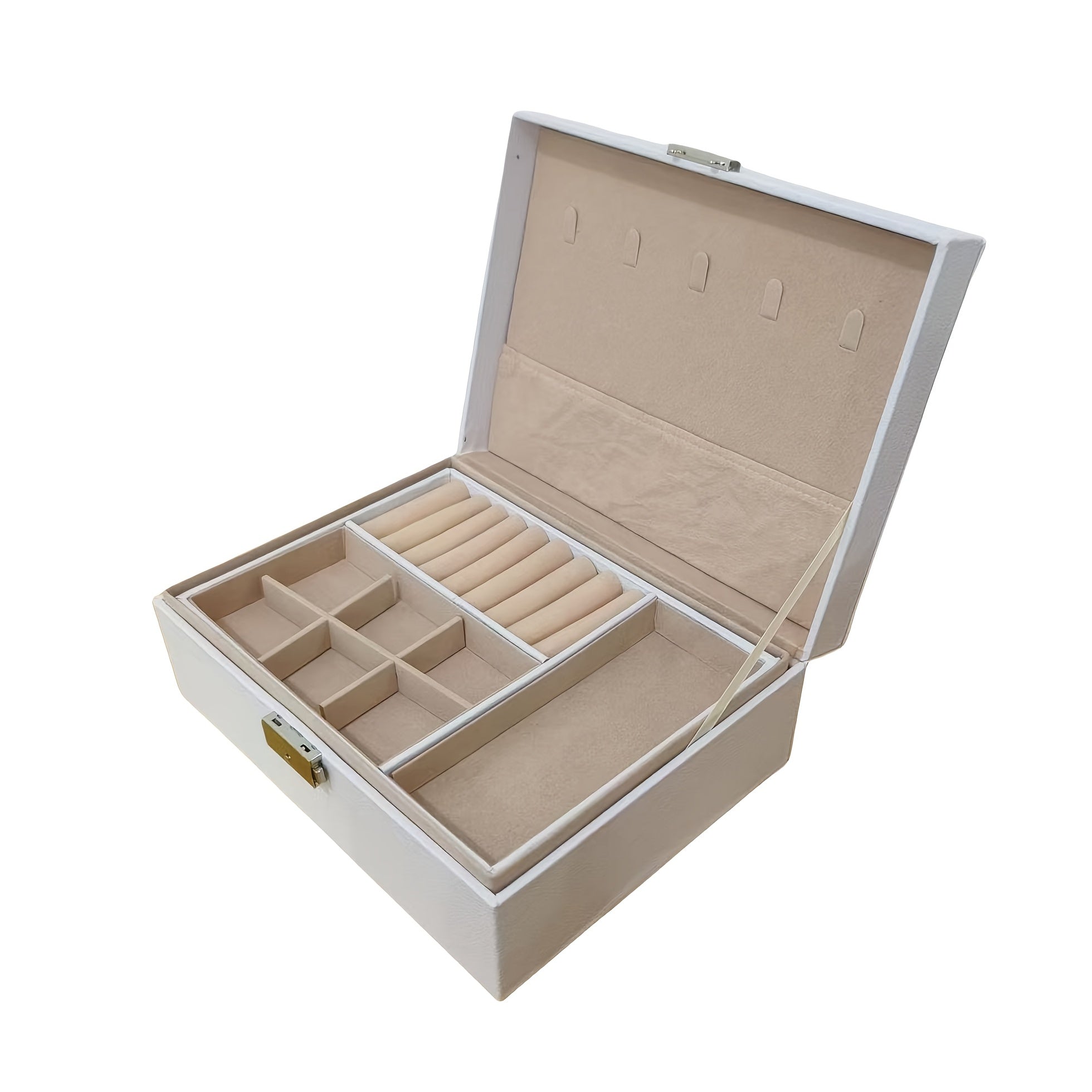 Vintage Elegant Jewelry Organizer Box with Soft Beige/Lined Interior - Multi-Layer Storage for Necklaces, Earrings, Rings, Watches - Elegant Jewelry Case for Wedding, Home Decor, Birthday/Anniversary Gift - Durable PU Leather Construction, Wedding