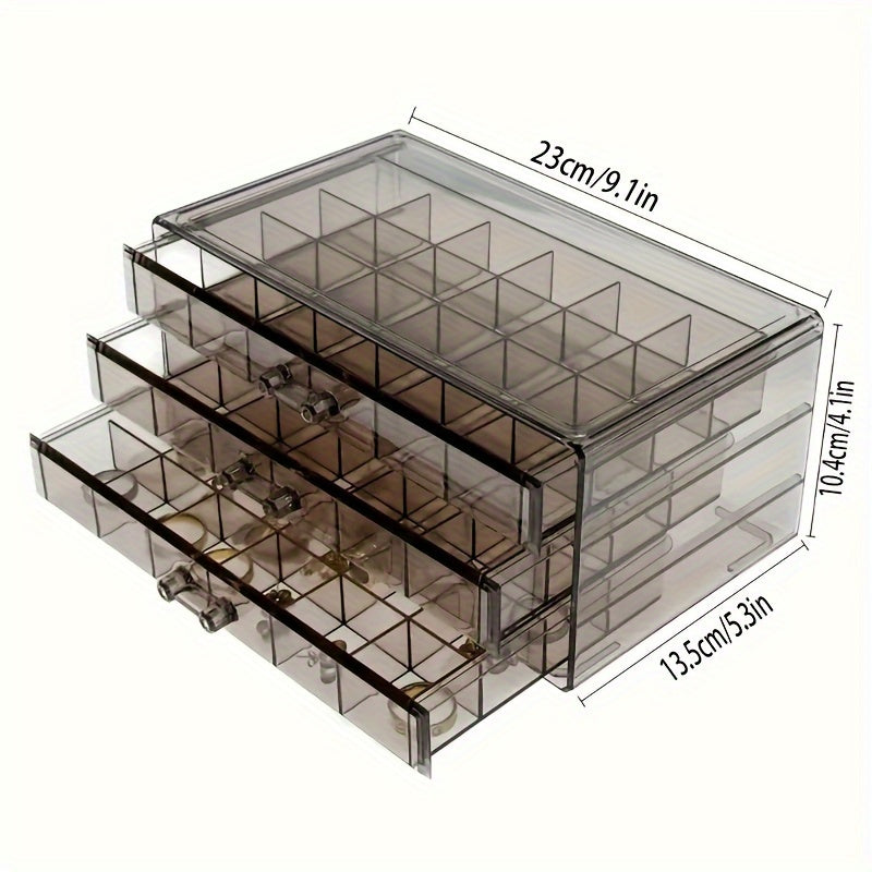 3-Tier Jewelry Organizer Box with Lid - 72-Compartment Clear Plastic Storage for Earrings, Necklaces, Bracelets, Crafts & Seeds - Multi-Layer Drawer Design for Easy Organization, Jewelry Organizer Storage