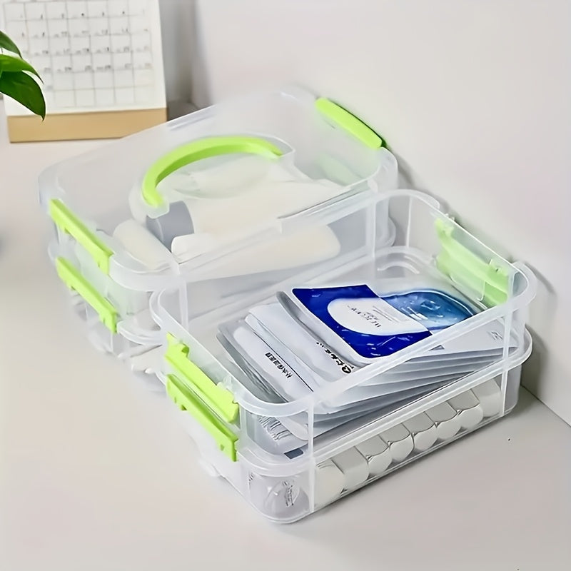 4-Tier Transparent Storage Box Set - Stackable, Organizer with Green Handles, Ideal for Jewelry, Hair Accessories & More, Accessory Organization | Sleek Storage Box | Plastic Construction, Jewelry Organizer