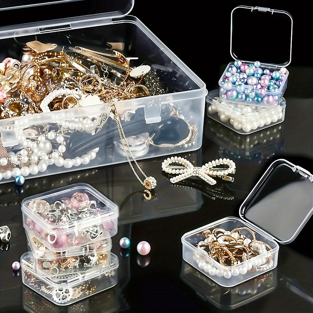 14/ 30Grids Multi-Compartment Transparent Plastic Storage Box Set - Durable Craft Organizer with Snap Closure & Removable Trays; Ideal for Beads, Jewelry, Hair Accessories, Hardware & Small Parts; Portable Craft & Hobby Box Gift for Crafters & DIY