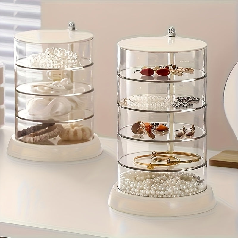 New 3-Tier Rotating Storage Box - Multi-Layer Plastic Hair Accessory and Jewelry Organizer, Anti-Oxidation, No Power Needed, All-Season Use, Perfect Gift for 17 Festivals